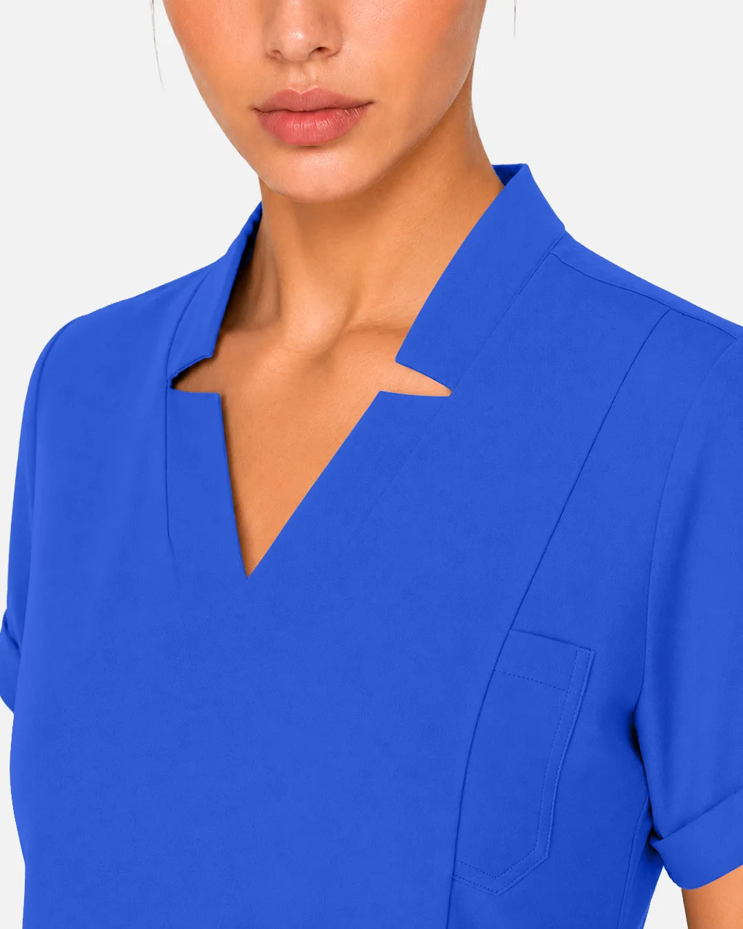 Royal Blue Eipnare Women's Split V-Neck Tapered Scrub Set - Stretch Medical Scrubs for Women