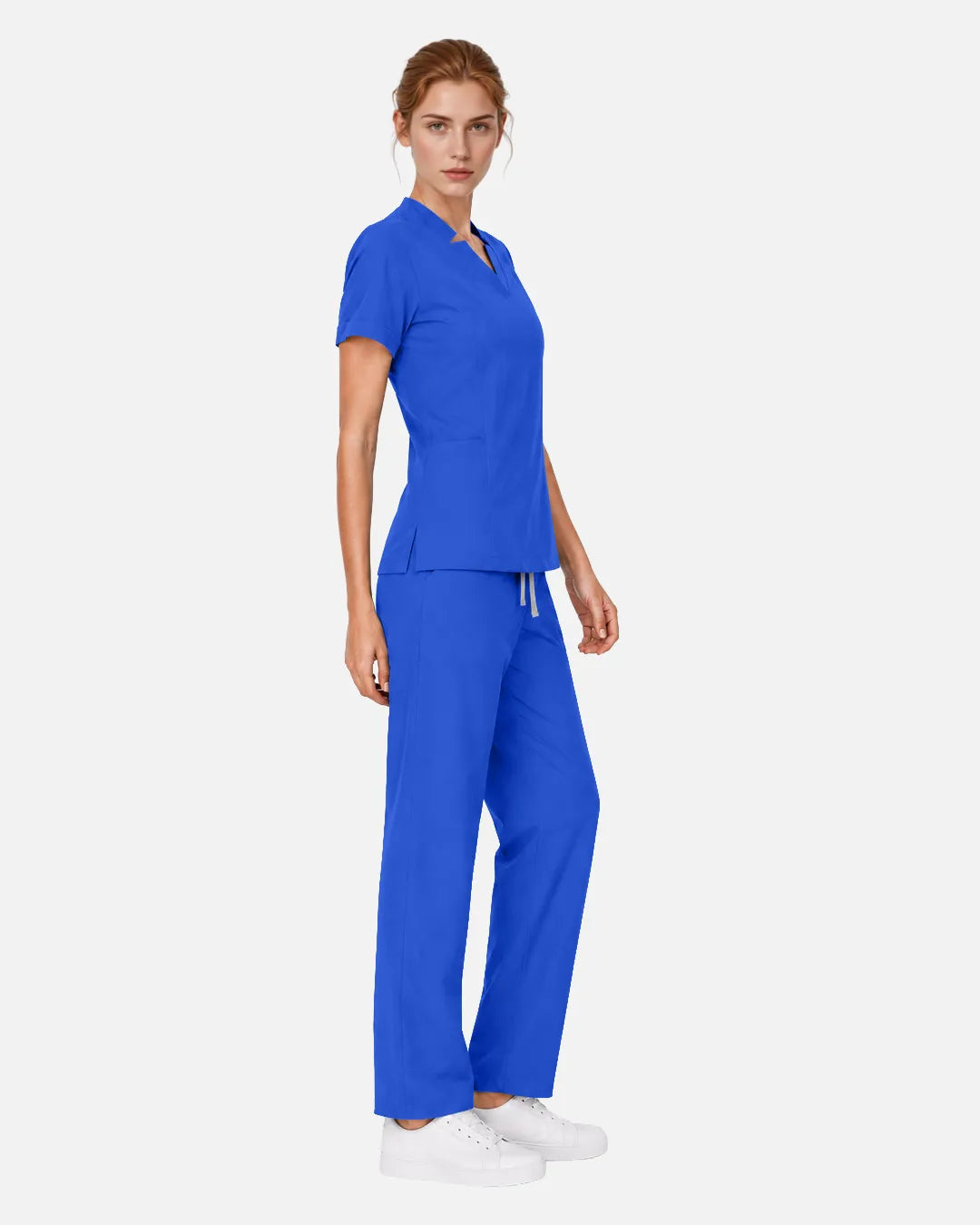 Royal Blue Eipnare Women's Split V-Neck Tapered Scrub Set - Stretch Medical Scrubs for Women