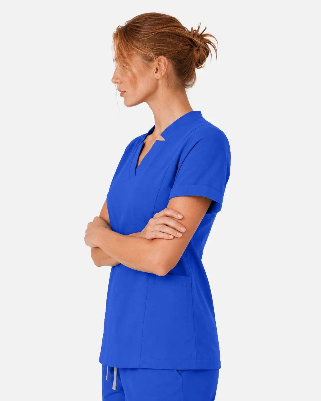 Royal Blue Eipnare Women's Split V-Neck Scrub Top - Stretch Medical Scrubs for Women