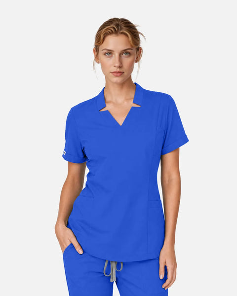 Eipnare Women's Split V-Neck Uniform Top - Royal Blue