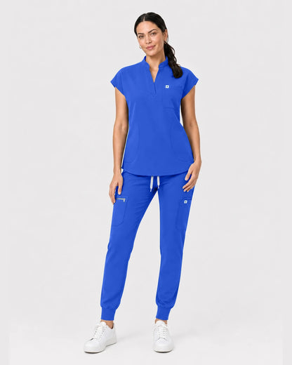 Royal Blue Eipnare Women's Henley Sleeveless Jogger Scrub Set - Stretch Medical Scrubs for Women