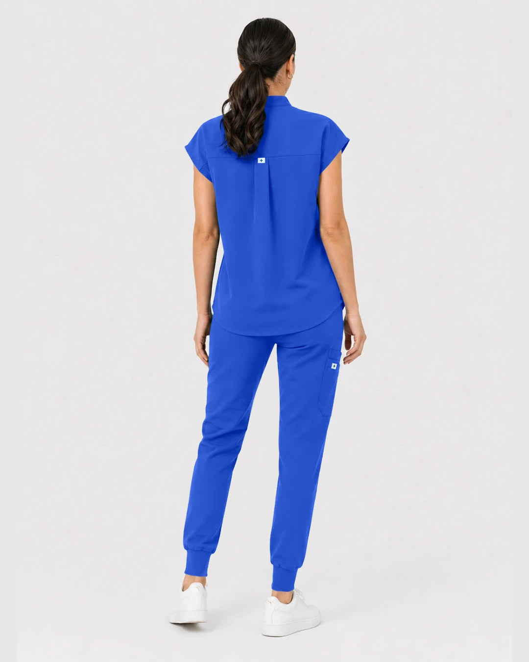 Royal Blue Eipnare Women's Henley Sleeveless Jogger Scrub Set - Stretch Medical Scrubs for Women
