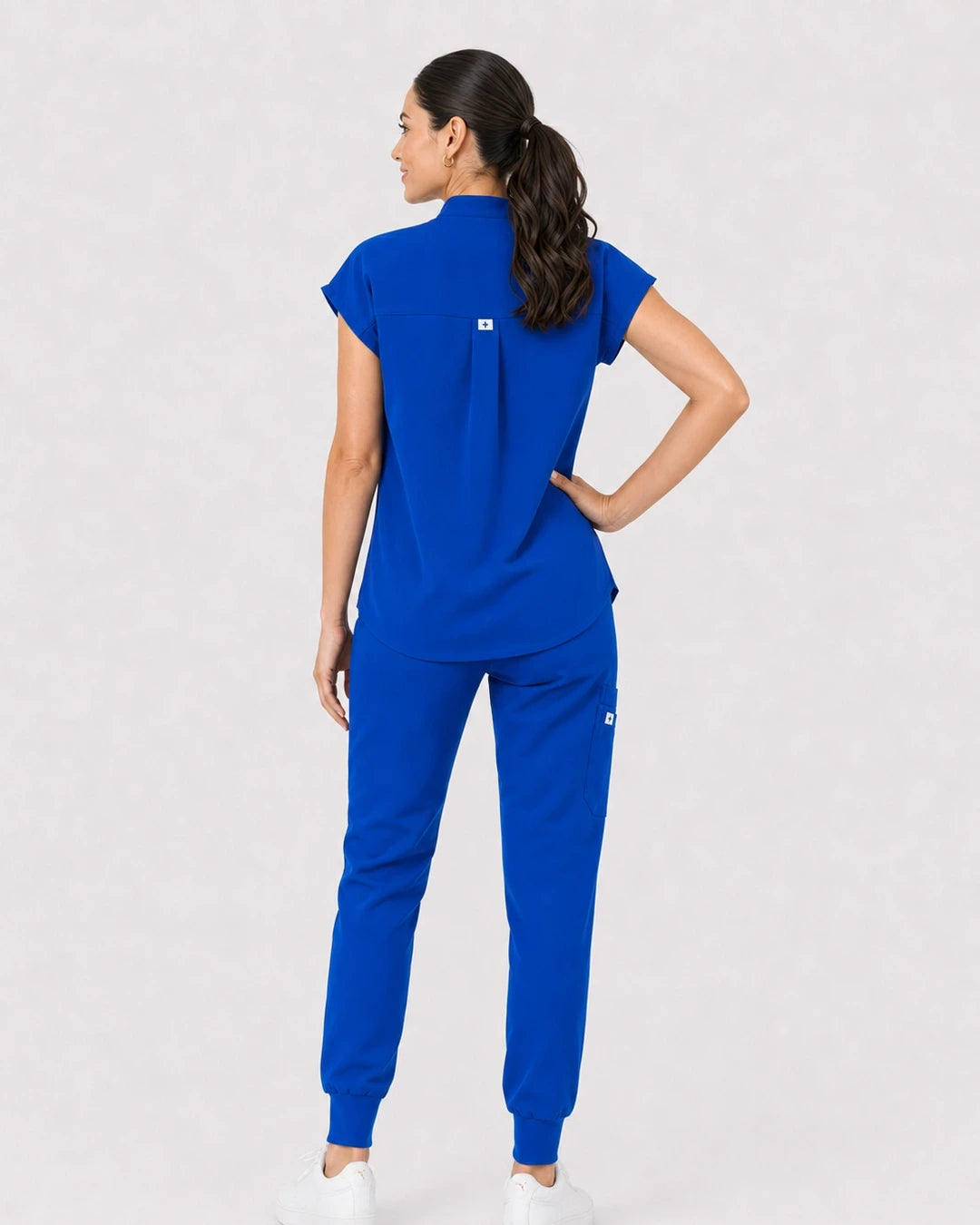Royal Blue Eipnare Women's 8-Pocket V-Neck Jogger Scrub Set - Stretch Medical Scrubs for Women