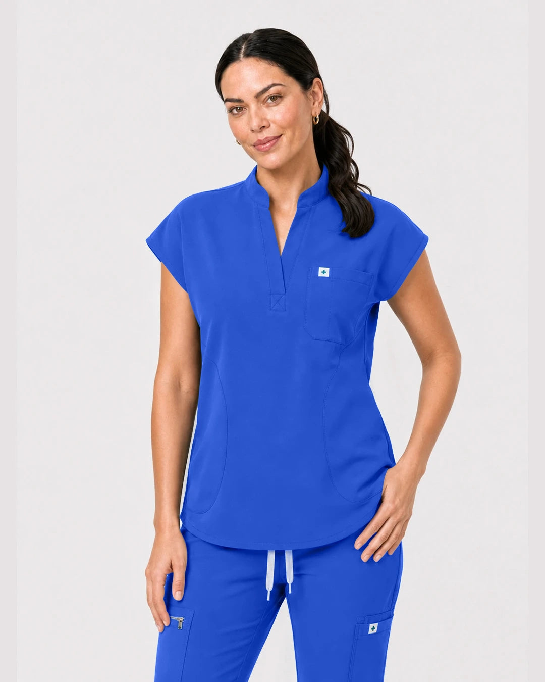 Royal Blue Eipnare Women's Henley Sleeveless Jogger Scrub Set - Stretch Medical Scrubs for Women