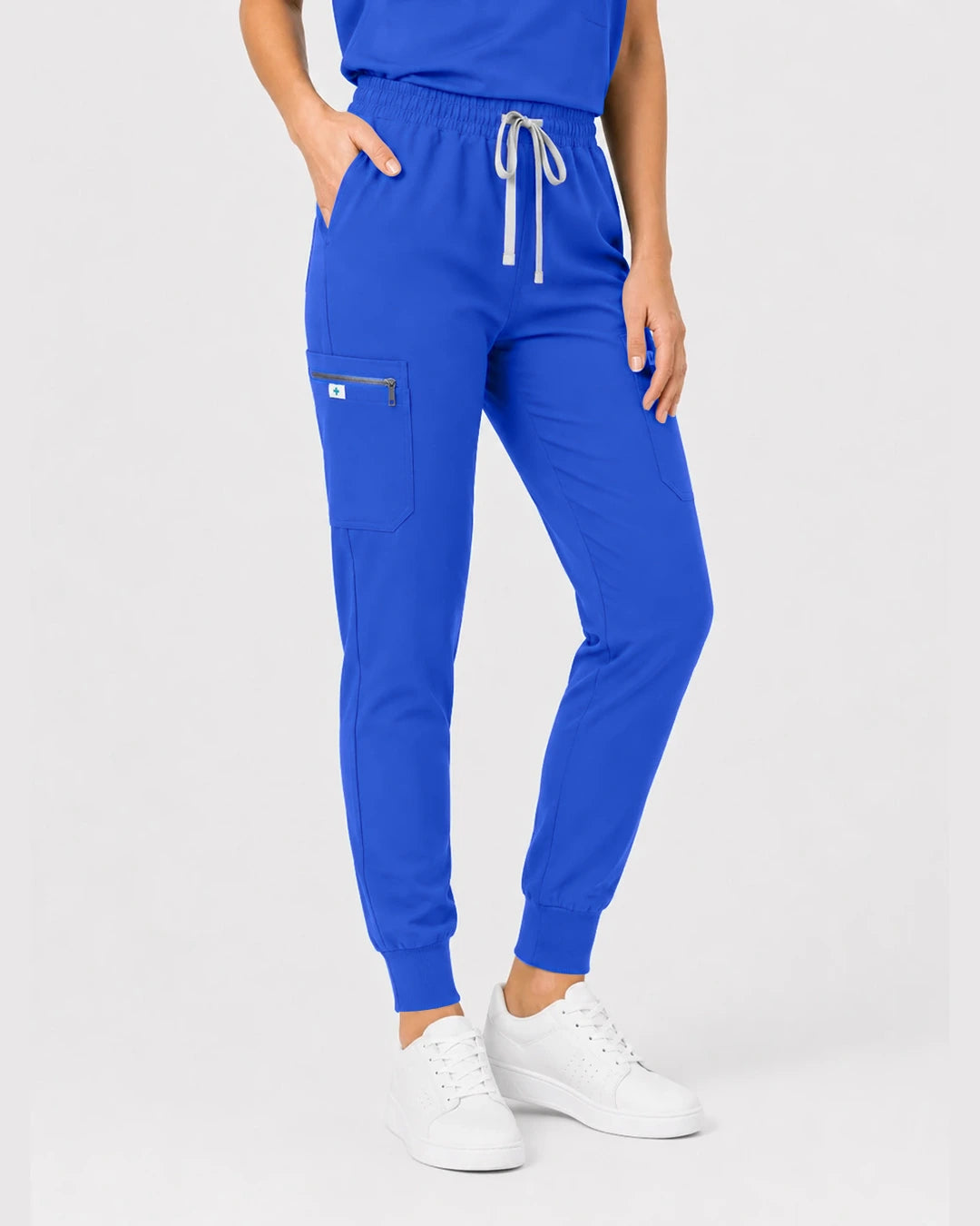 Royal Blue Eipnare Women's Henley Sleeveless Jogger Scrub Set - Stretch Medical Scrubs for Women
