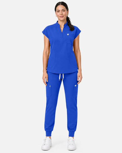 Royal Blue Eipnare Women's Sleeveless Henley Scrub Top - Stretch Medical Scrubs for Women
