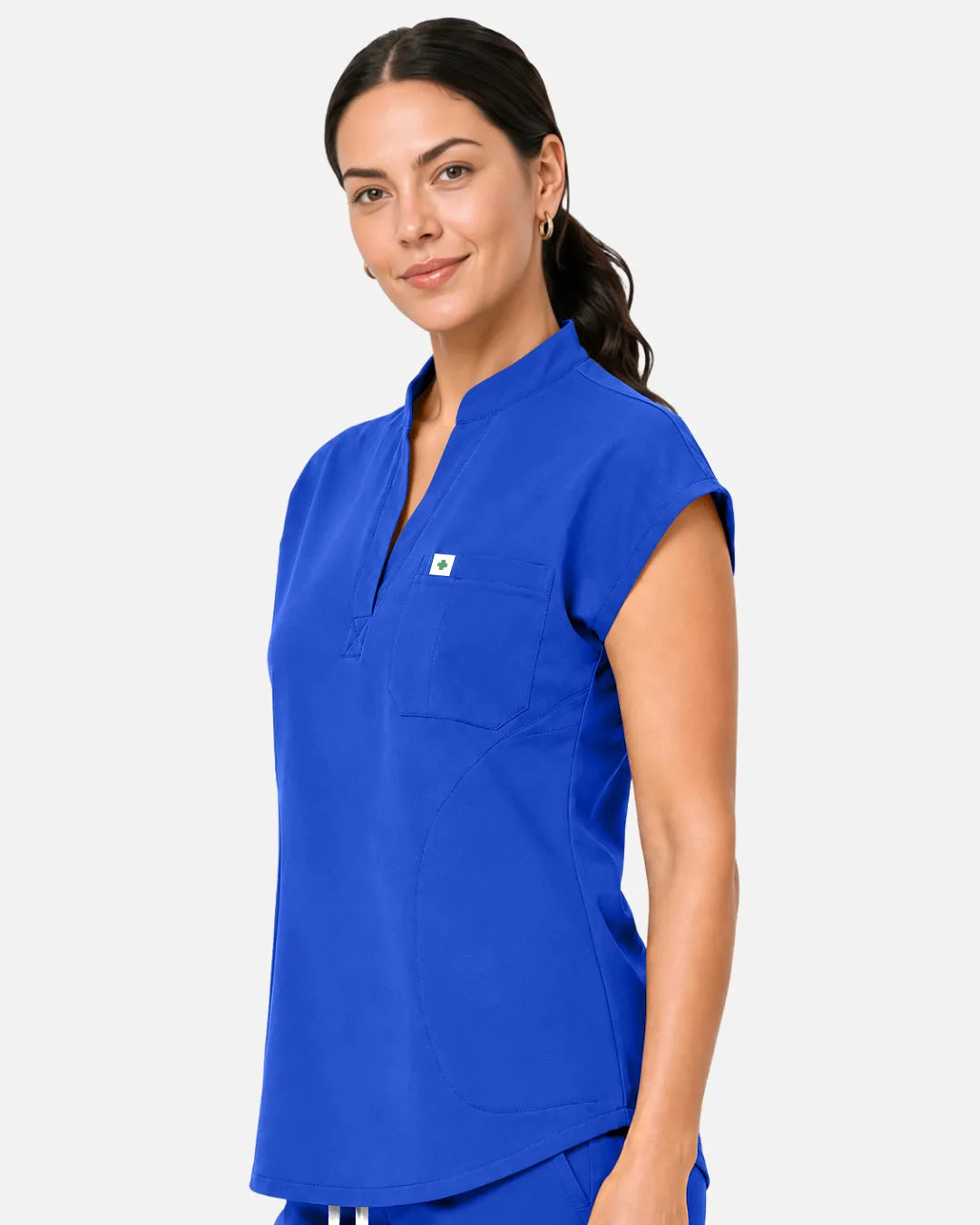 Royal Blue Eipnare Women's Sleeveless Henley Scrub Top - Stretch Medical Scrubs for Women
