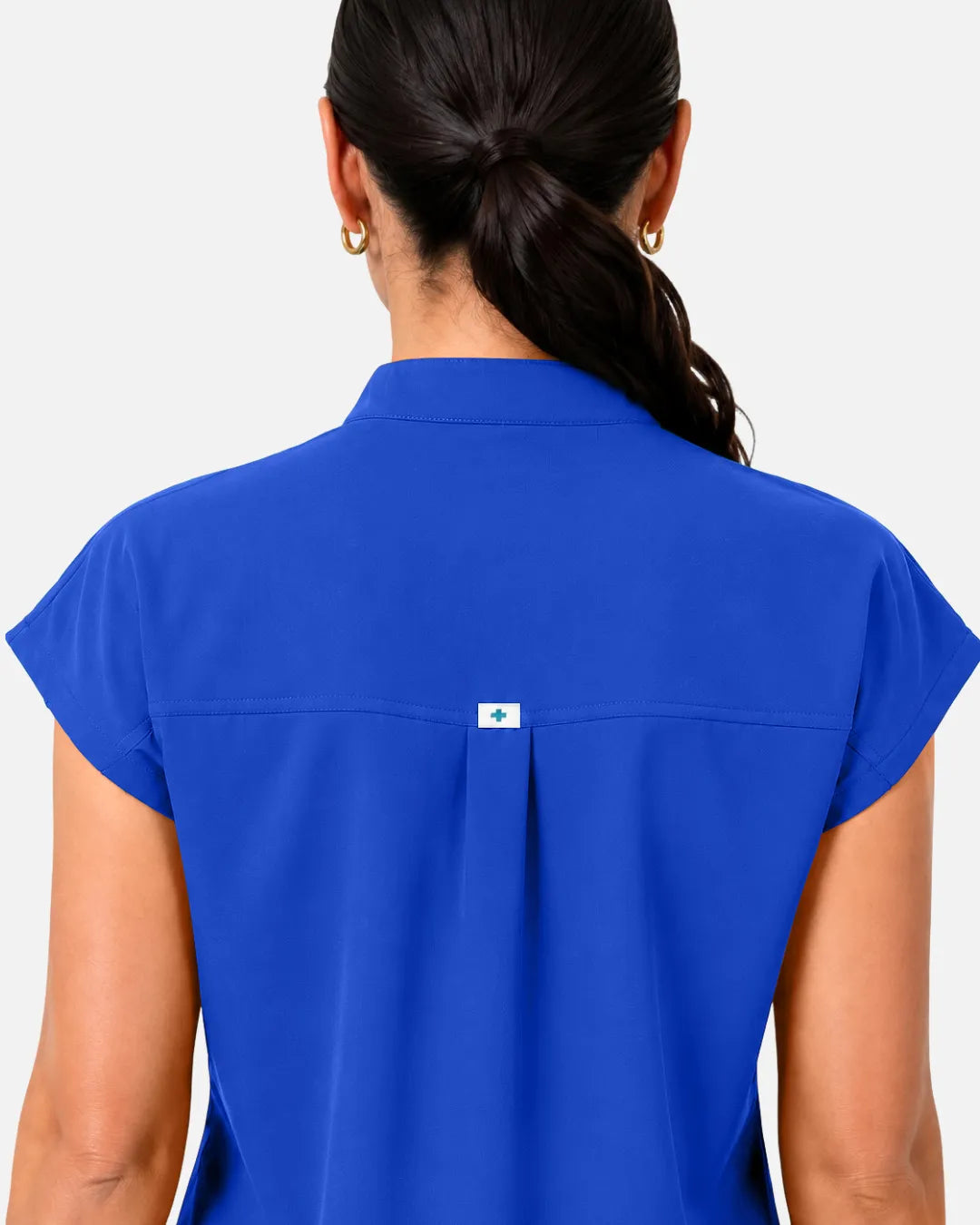 Royal Blue Eipnare Women's Sleeveless Henley Scrub Top - Stretch Medical Scrubs for Women