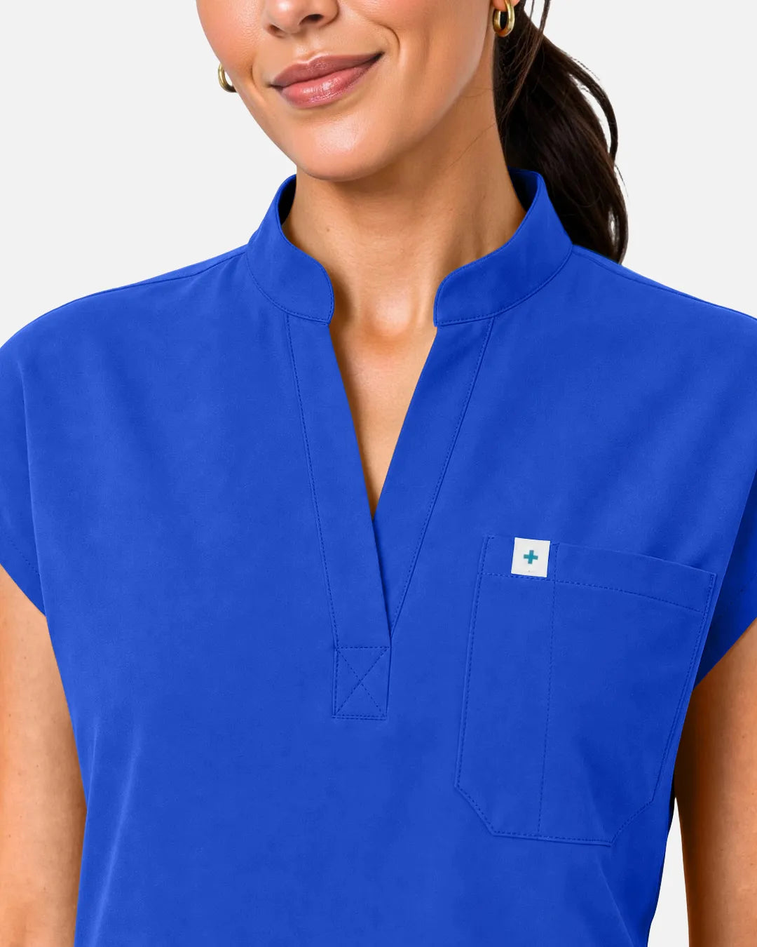Royal Blue Eipnare Women's Sleeveless Henley Scrub Top - Stretch Medical Scrubs for Women