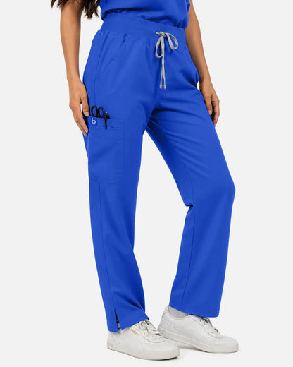 Royal Blue Eipnare Women's Straight-Leg Cargo Scrub Pants - Stretch Medical Scrubs for Women