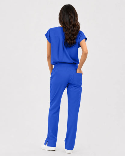 Royal Blue Eipnare Women's Mandarin Sleeveless Straight-Leg Scrub Set - Stretch Medical Scrubs for Women