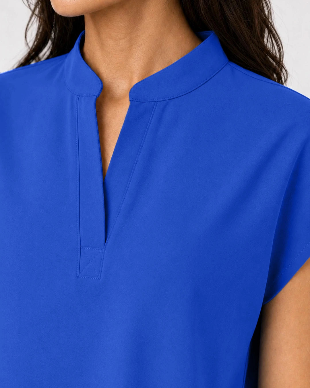 Royal Blue Eipnare Women's Mandarin Sleeveless Straight-Leg Scrub Set - Stretch Medical Scrubs for Women