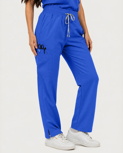 Royal Blue Eipnare Women's Mandarin Sleeveless Straight-Leg Scrub Set - Stretch Medical Scrubs for Women