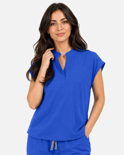 Eipnare Women's Sleeveless Mandarin Collar Uniform Top - Royal Blue