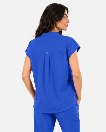 Royal Blue Eipnare Women's Sleeveless Mandarin Collar Scrub Top - Stretch Medical Scrubs for Women