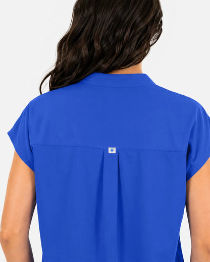 Royal Blue Eipnare Women's Sleeveless Mandarin Collar Scrub Top - Stretch Medical Scrubs for Women