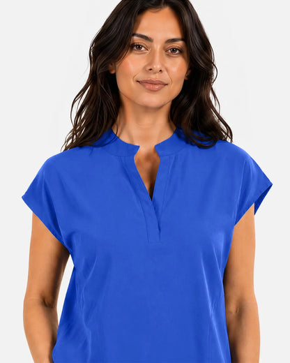 Royal Blue Eipnare Women's Sleeveless Mandarin Collar Scrub Top - Stretch Medical Scrubs for Women