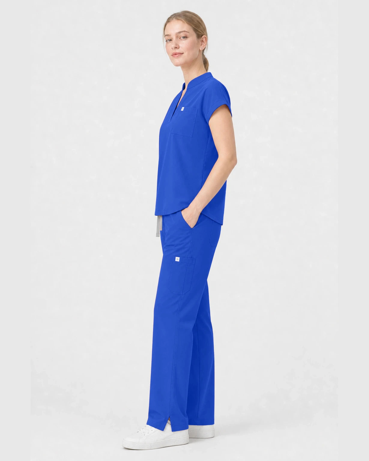Royal Blue Eipnare Women's Henley Sleeveless Straight-Leg Scrub Set - Stretch Medical Scrubs for Women