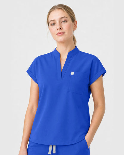 Royal Blue Eipnare Women's Henley Sleeveless Straight-Leg Scrub Set - Stretch Medical Scrubs for Women