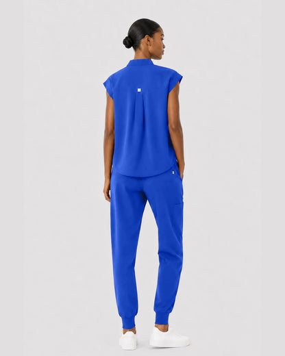 Royal Blue Eipnare Women's Sleeveless Mandarin Collar Jogger Scrub Set - Stretch Medical Scrubs for Women