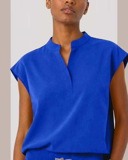 Royal Blue Eipnare Women's Sleeveless Mandarin Collar Jogger Scrub Set - Stretch Medical Scrubs for Women
