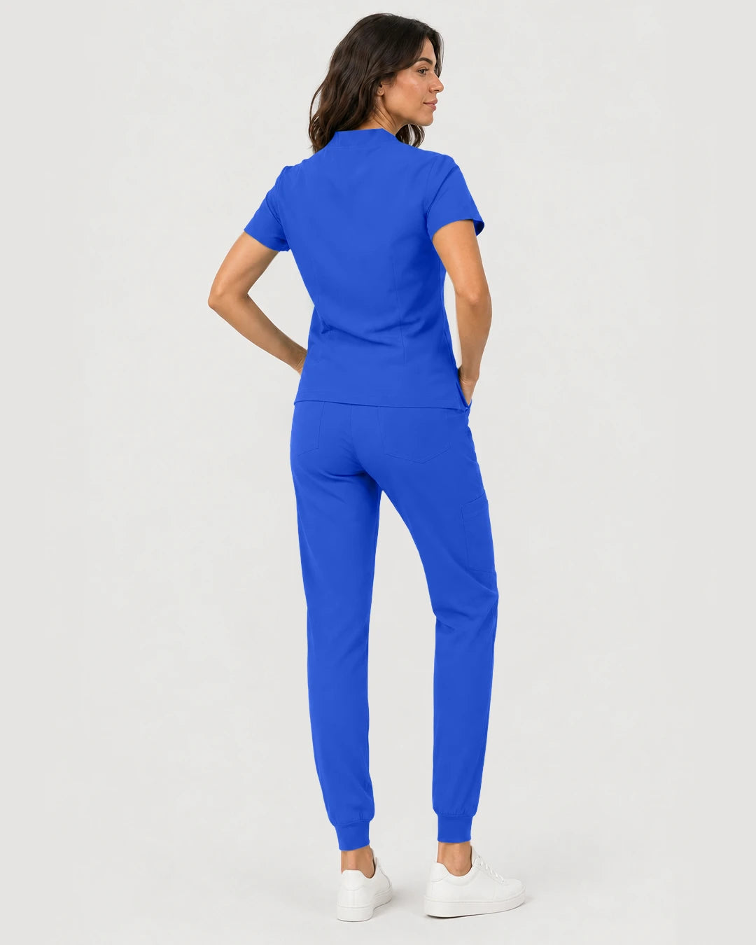 Royal Blue Eipnare Women's Notch V-Neck Cargo Jogger Scrub Set - Stretch Medical Scrubs for Women