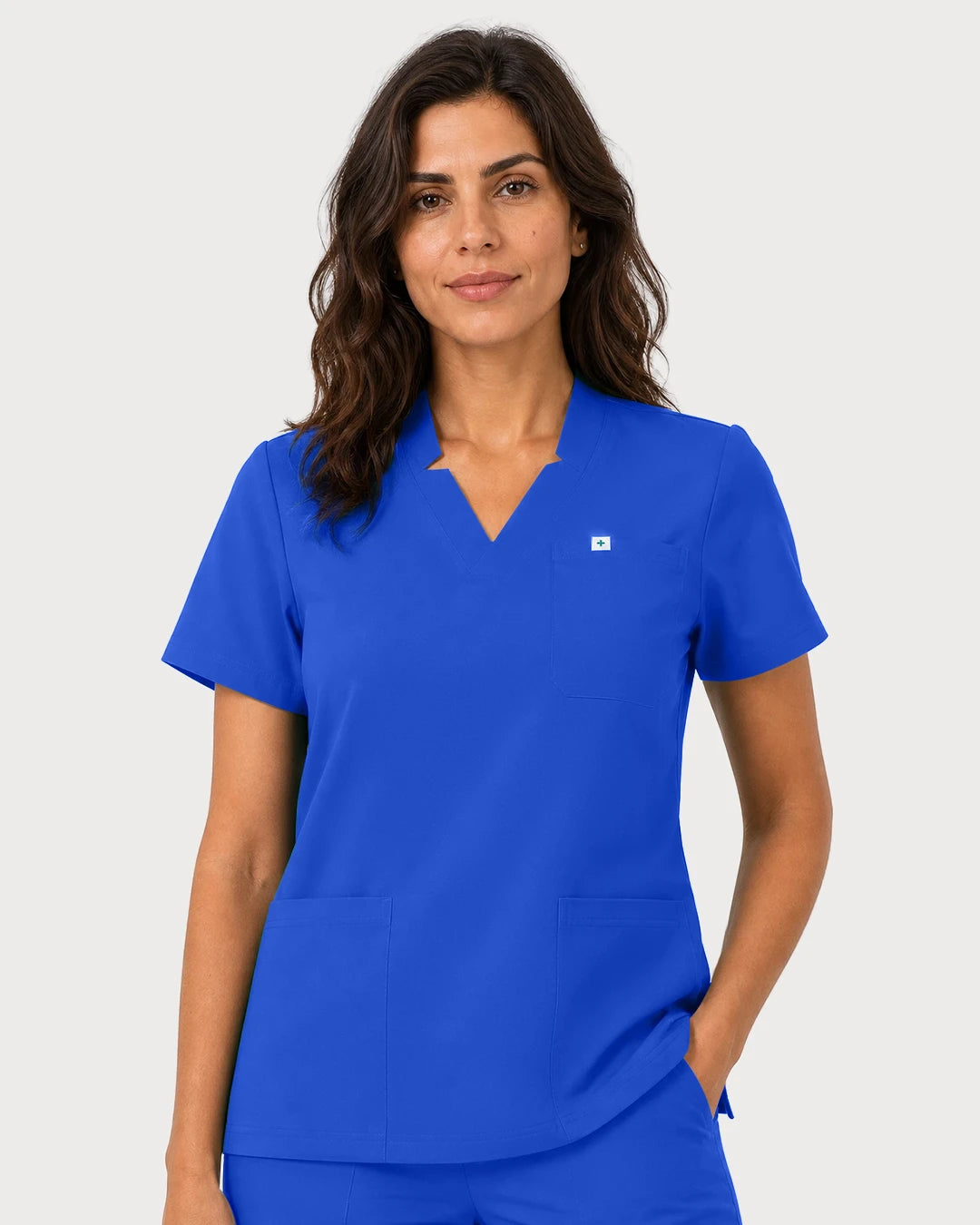 Royal Blue Eipnare Women's Notch V-Neck Cargo Jogger Scrub Set - Stretch Medical Scrubs for Women