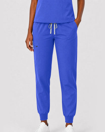 Royal Blue Eipnare Women's Split V-Neck Cargo Jogger Scrub Set - Stretch Medical Scrubs for Women