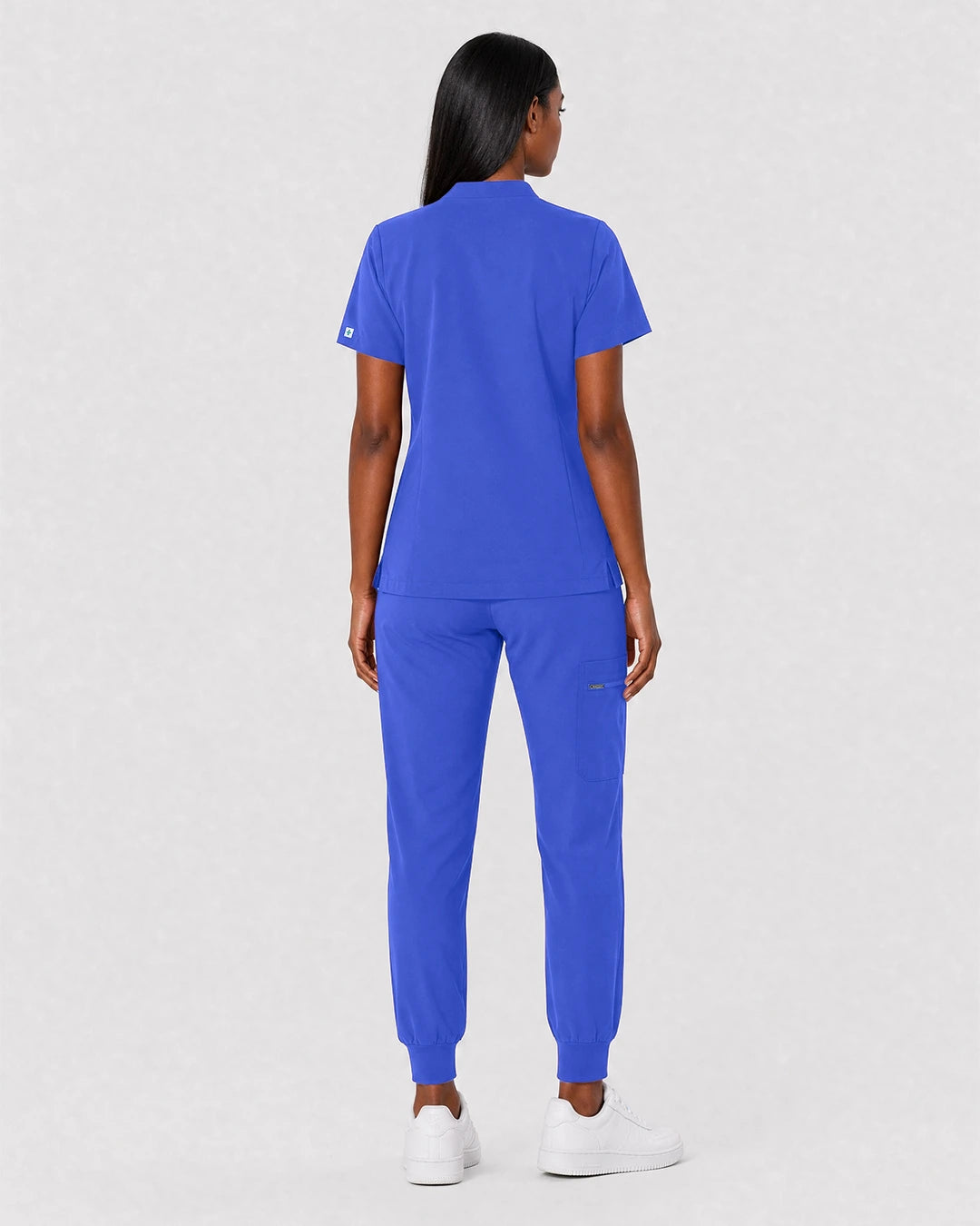 Royal Blue Eipnare Women's Split V-Neck Cargo Jogger Scrub Set - Stretch Medical Scrubs for Women