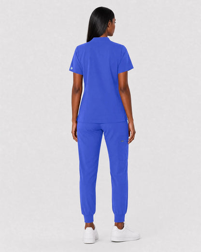 Royal Blue Eipnare Women's Split V-Neck Cargo Jogger Scrub Set - Stretch Medical Scrubs for Women