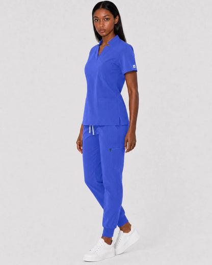 Royal Blue Eipnare Women's Split V-Neck Cargo Jogger Scrub Set - Stretch Medical Scrubs for Women