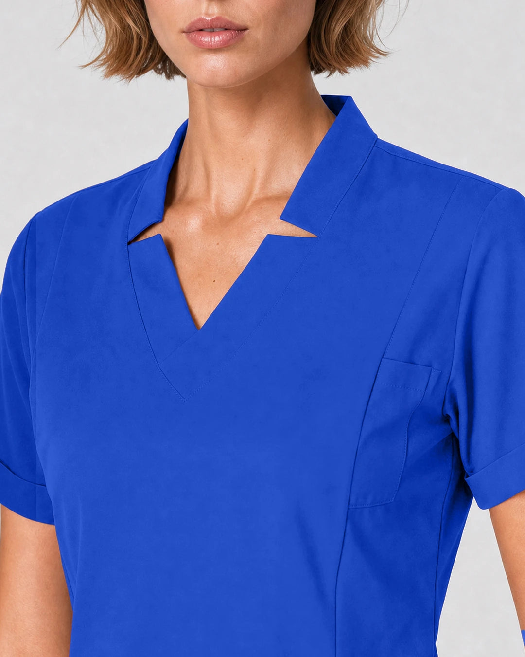 Royal Blue Eipnare Women's Split V-Neck Tapered Scrub Set - Stretch Medical Scrubs for Women