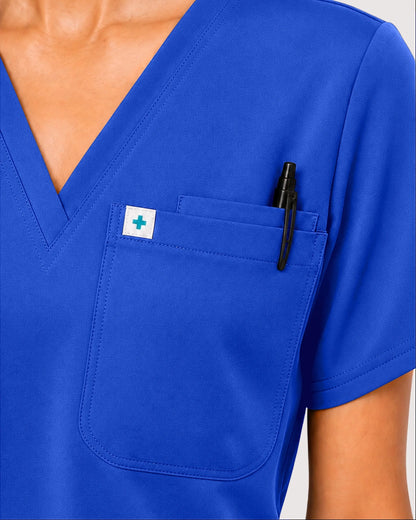 Royal Blue Eipnare Women's Knit V-Neck Jogger Scrub Set - Stretch Medical Scrubs for Women