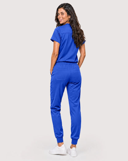 Royal Blue Eipnare Women's Knit V-Neck Jogger Scrub Set - Stretch Medical Scrubs for Women