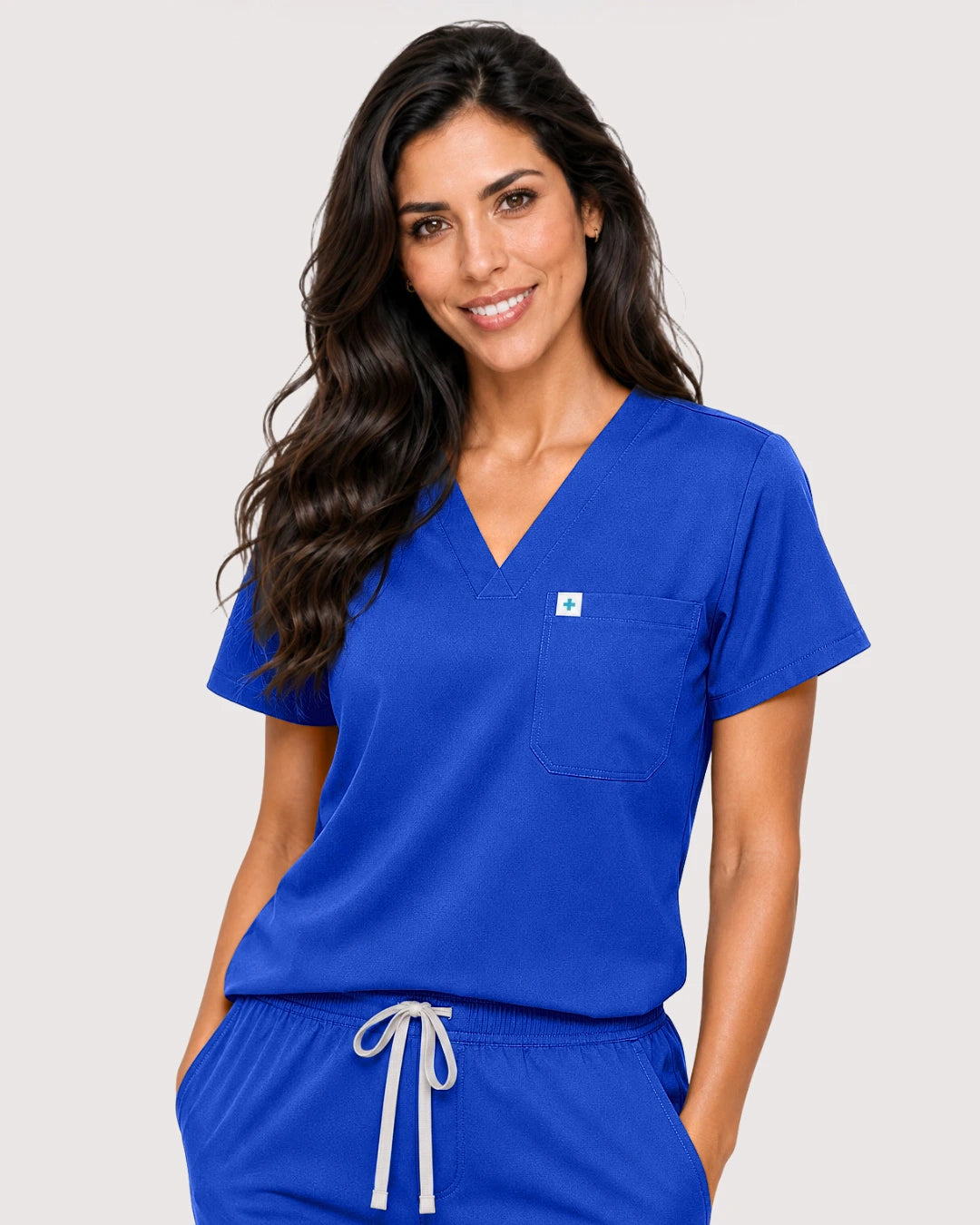 Royal Blue Eipnare Women's Knit V-Neck Jogger Scrub Set - Stretch Medical Scrubs for Women