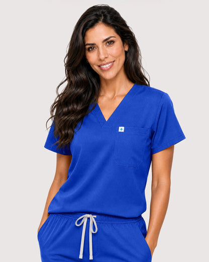 Royal Blue Eipnare Women's Knit V-Neck Jogger Scrub Set - Stretch Medical Scrubs for Women
