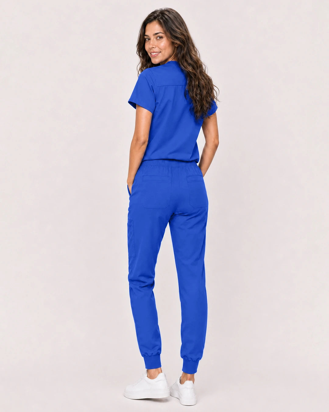 Royal Blue Eipnare Women's Classic V-Neck Jogger Scrub Set - Stretch Medical Scrubs for Women
