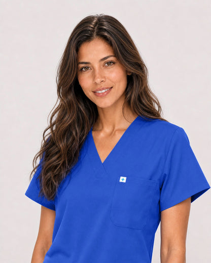 Royal Blue Eipnare Women's Classic V-Neck Jogger Scrub Set - Stretch Medical Scrubs for Women