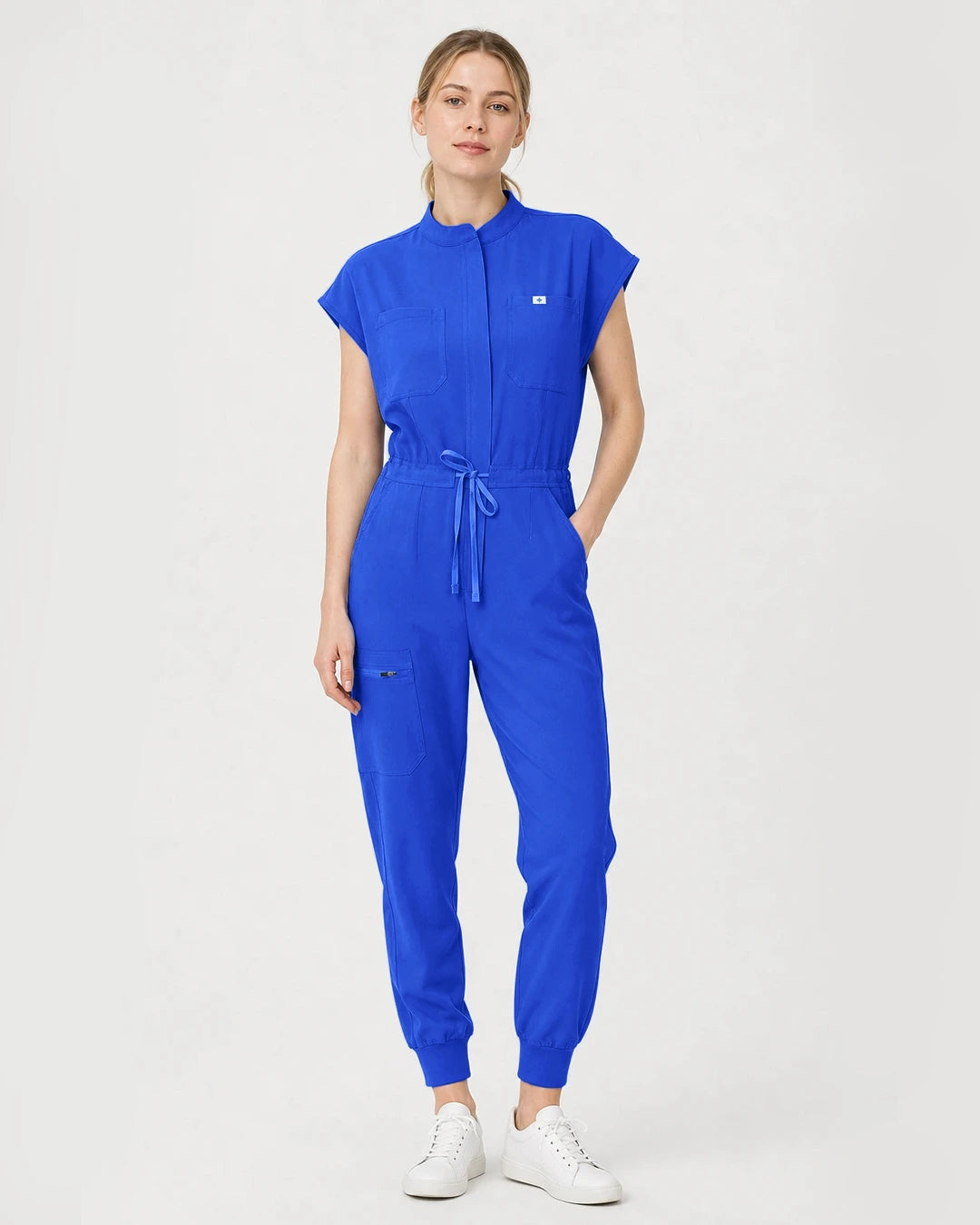 Royal Blue Eipnare Women's Zip-Front Sleeveless Scrub Jumpsuit - Stretch Medical Scrubs for Women