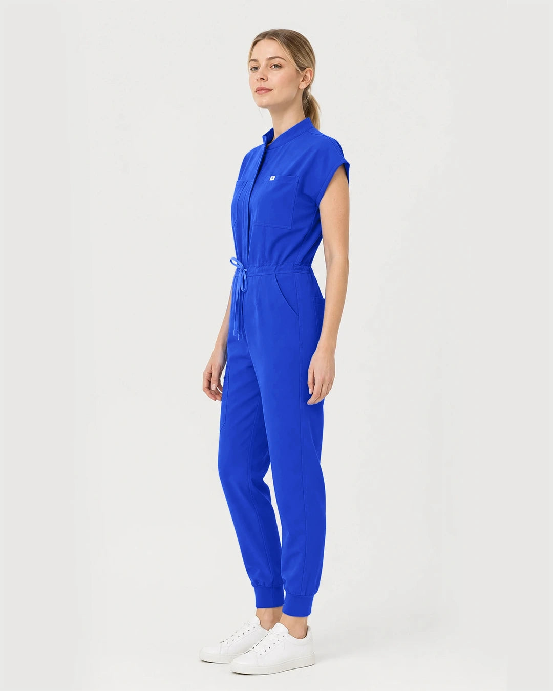 Royal Blue Eipnare Women's Zip-Front Sleeveless Scrub Jumpsuit - Stretch Medical Scrubs for Women