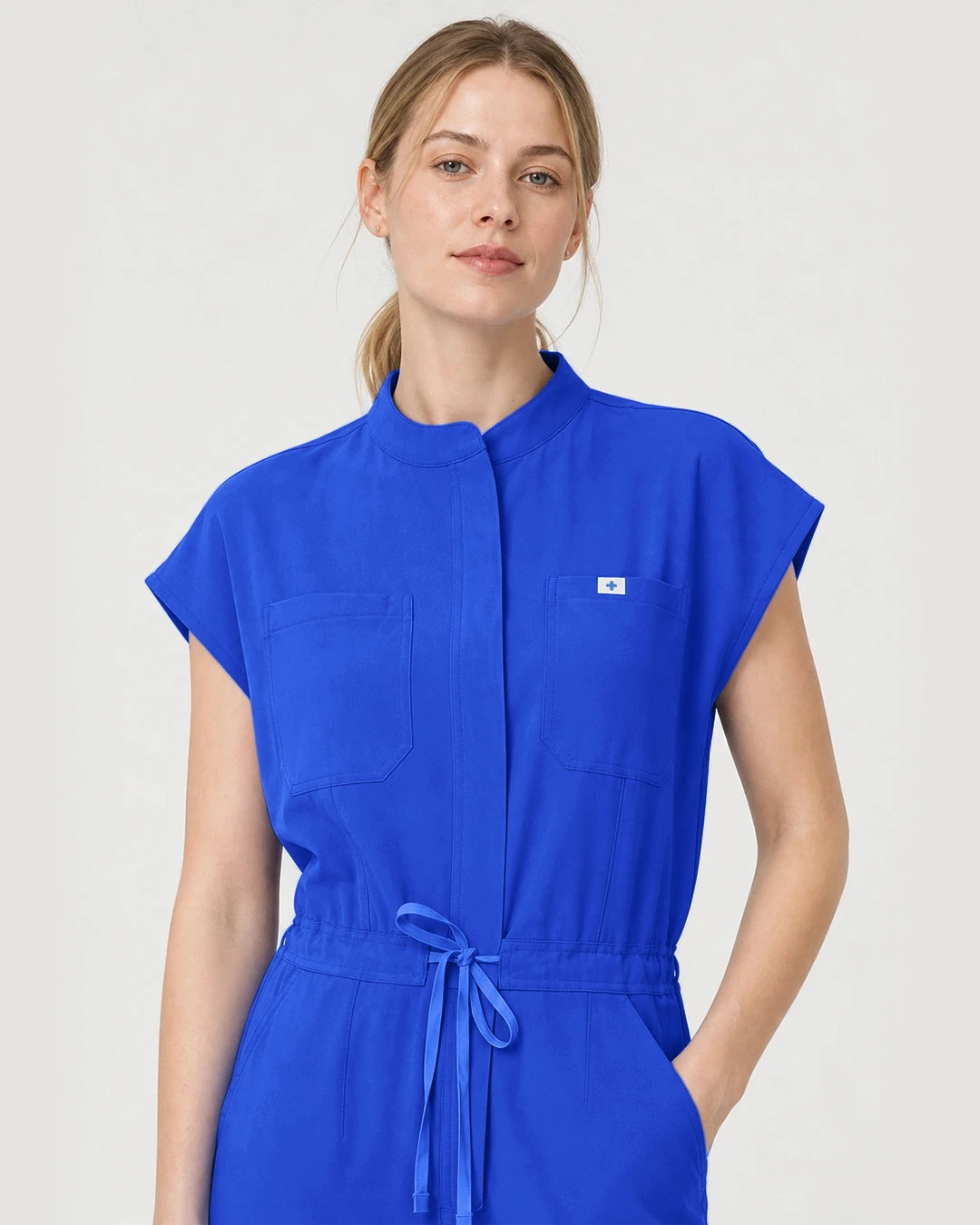Royal Blue Eipnare Women's Zip-Front Sleeveless Scrub Jumpsuit - Stretch Medical Scrubs for Women