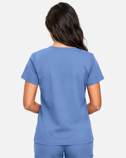 Ceil Blue Eipnare Women's Classic V-Neck Scrub Top - Stretch Medical Scrubs for Women
