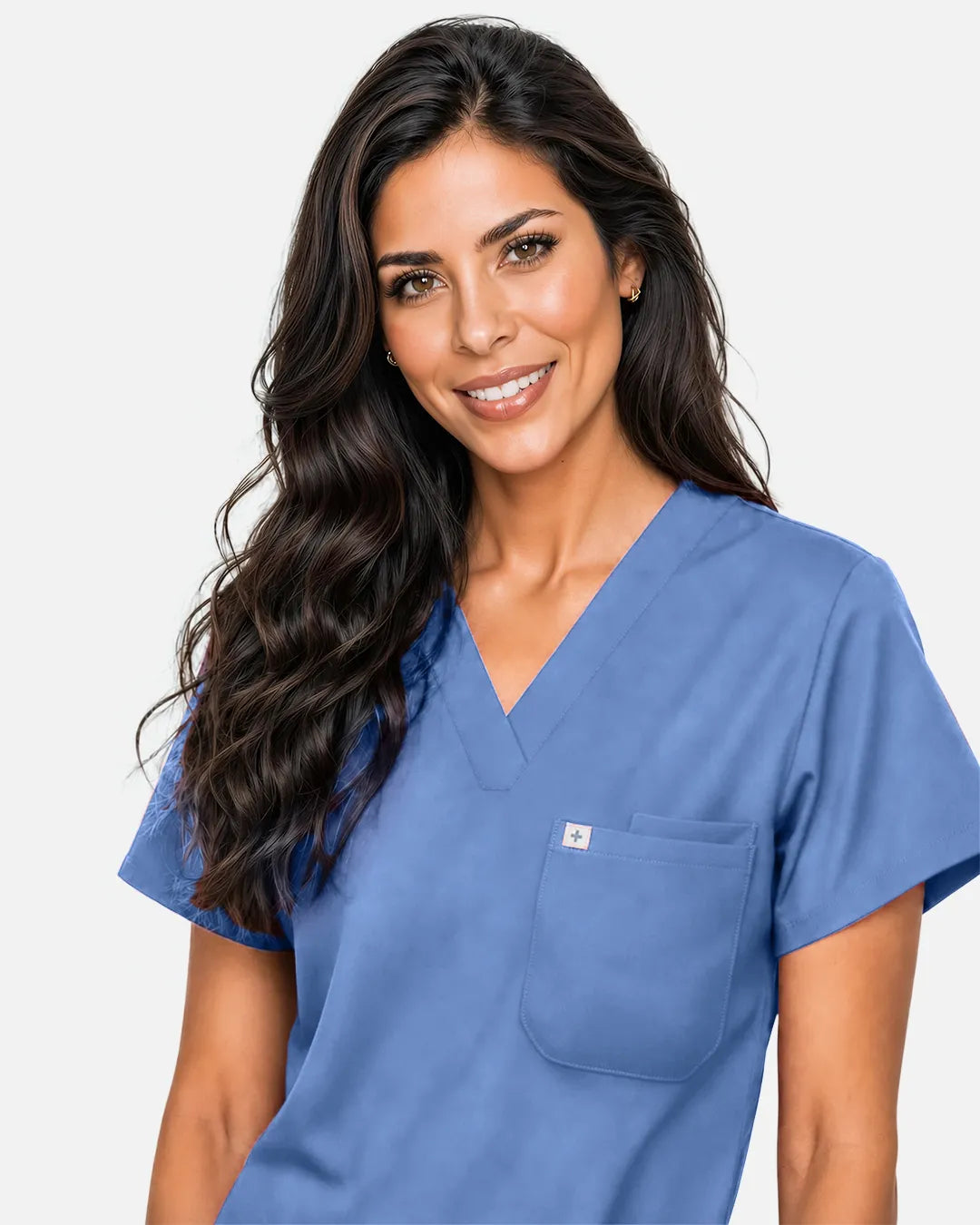 Ceil Blue Eipnare Women's Classic V-Neck Scrub Top - Stretch Medical Scrubs for Women