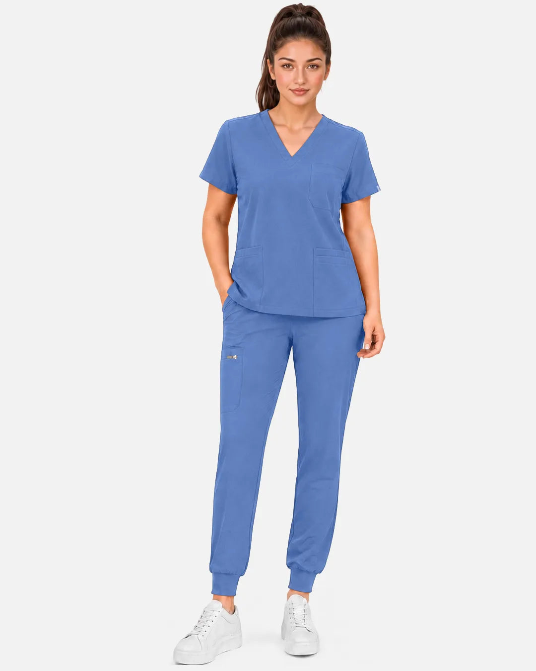 Ceil Blue Eipnare Women's Multi-Pocket Jogger Scrub Pants - Stretch Medical Scrubs for Women