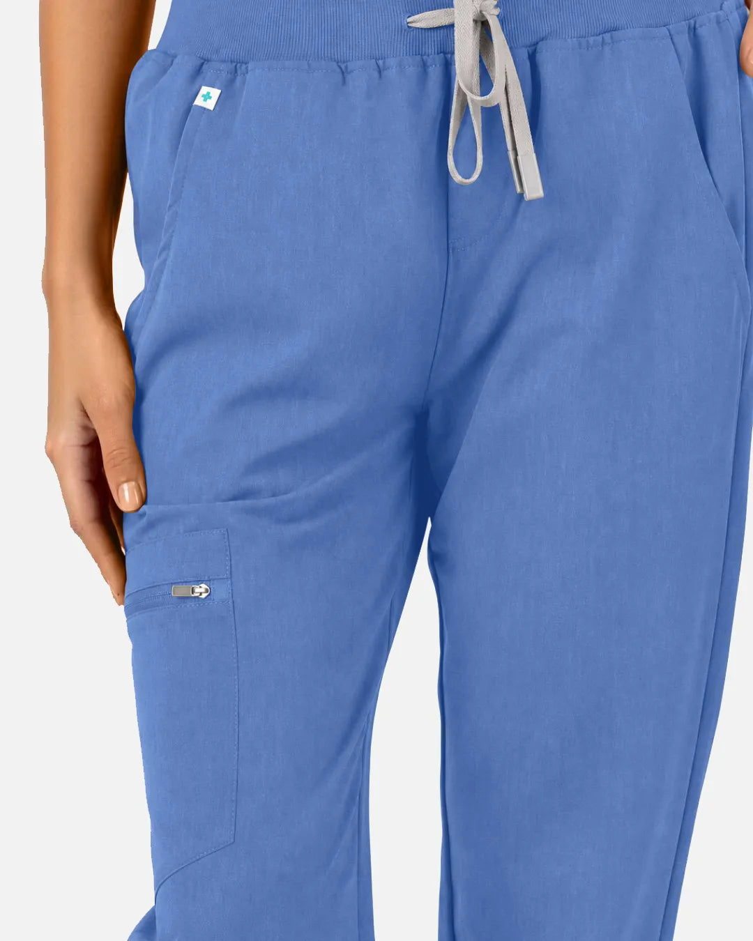 Ceil Blue Eipnare Women's Multi-Pocket Jogger Scrub Pants - Stretch Medical Scrubs for Women
