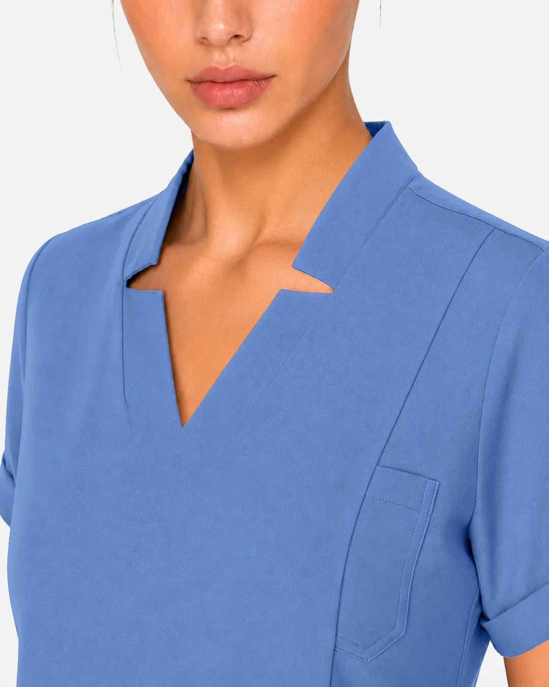 Ceil Blue Eipnare Women's Split V-Neck Tapered Scrub Set - Stretch Medical Scrubs for Women