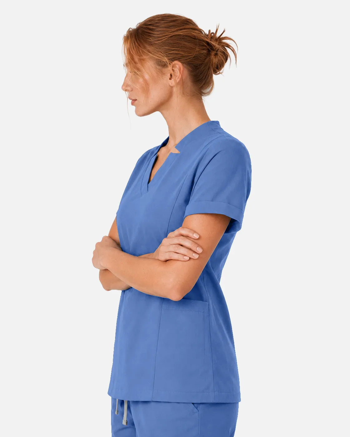 Ceil Blue Eipnare Women's Split V-Neck Scrub Top - Stretch Medical Scrubs for Women