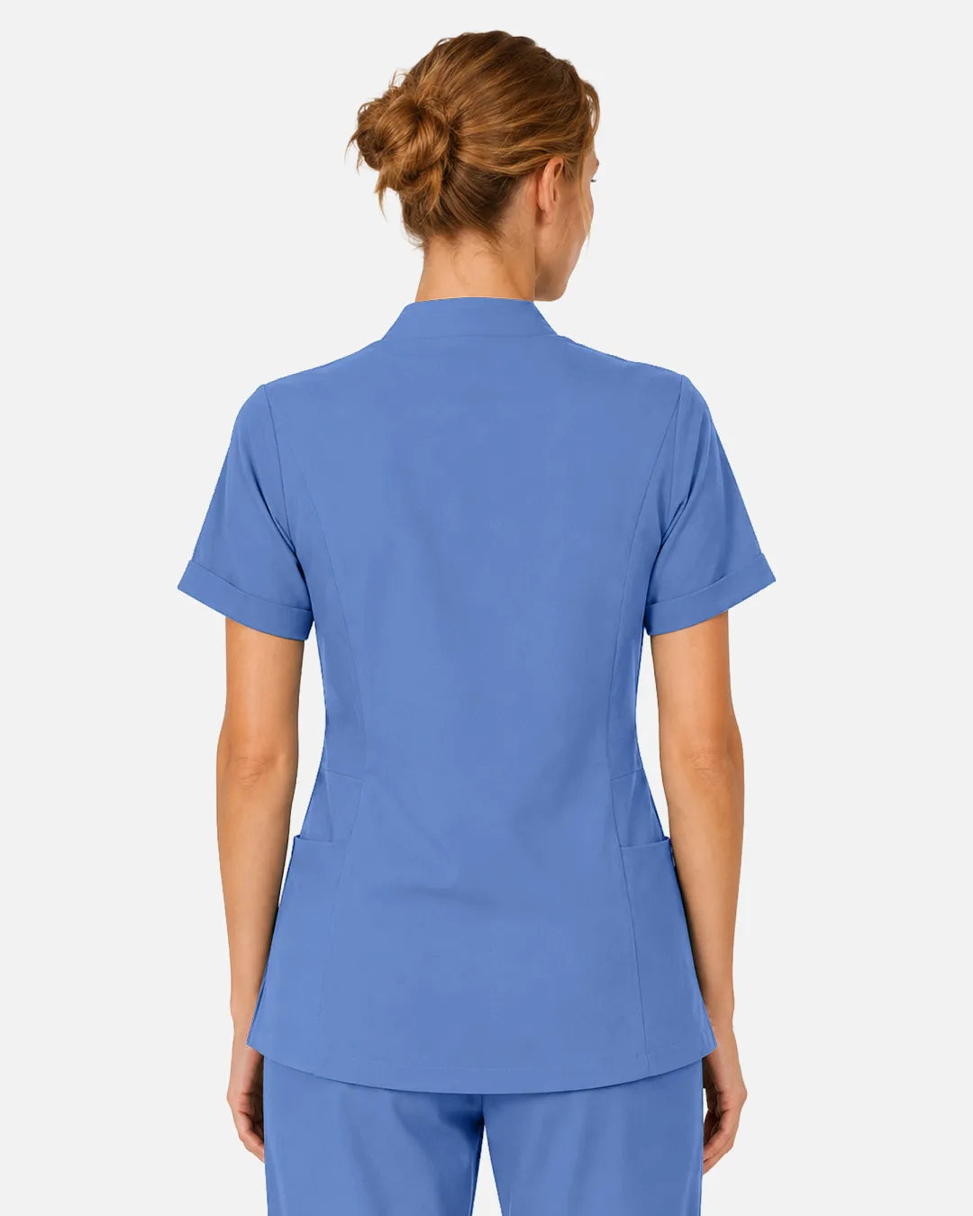 Ceil Blue Eipnare Women's Split V-Neck Scrub Top - Stretch Medical Scrubs for Women