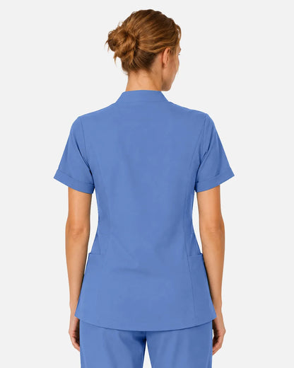 Ceil Blue Eipnare Women's Split V-Neck Scrub Top - Stretch Medical Scrubs for Women