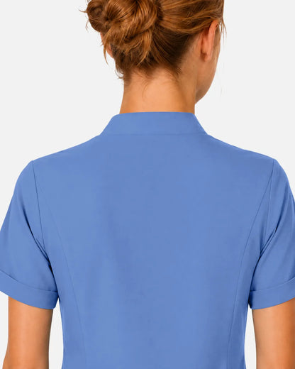 Ceil Blue Eipnare Women's Split V-Neck Scrub Top - Stretch Medical Scrubs for Women